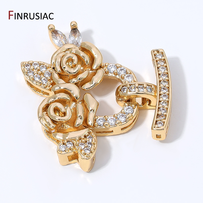Florist Supplies - 14K Gold Plated Brass Zircon Flower