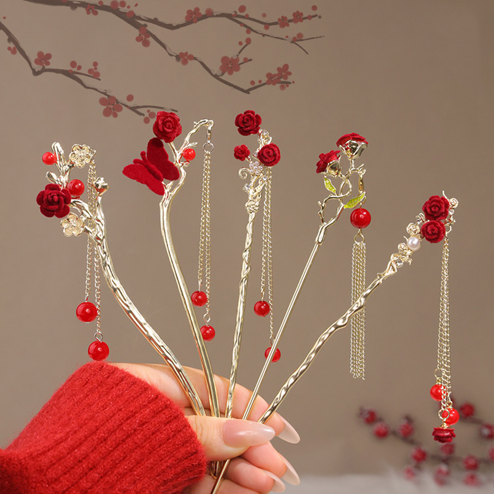 Chinese Style Rose Flower Hair - Florist Supplies recension och pris