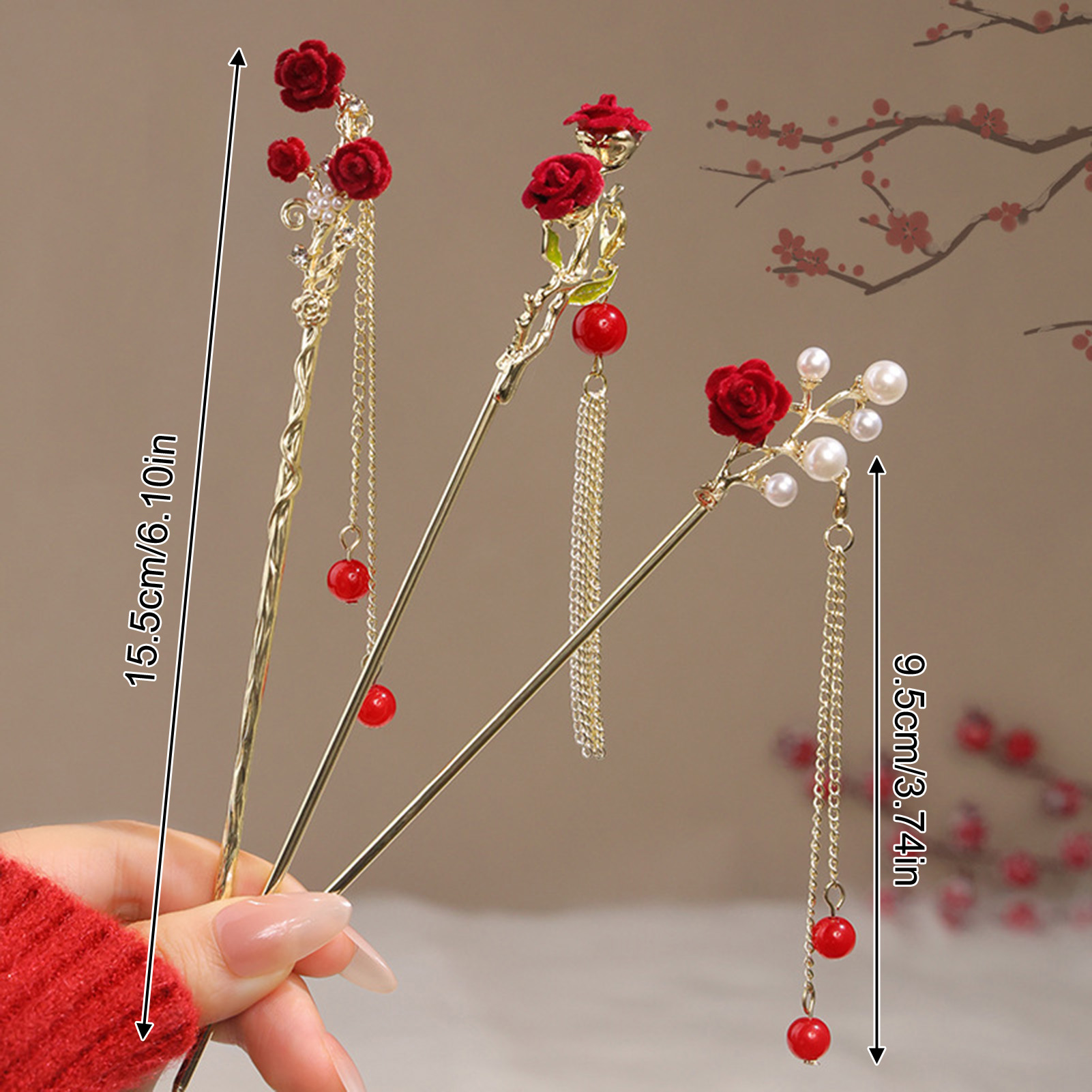 Chinese Style Rose Flower Hair - Florist Supplies recension och pris